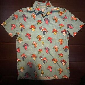 Blue/mushroom fun botton down